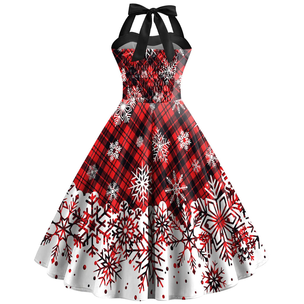 Dress for Women Sexy Slip Dresses Fashion Christmas Snowflakes Print Holiday Outfit Sleeveless Cosplay Costume Girls Clothes