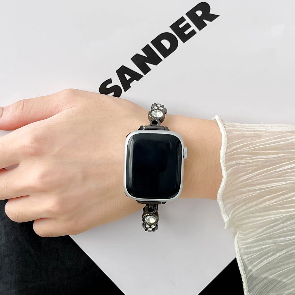 Women Strap For Apple Watch Series 9 8 7 6 SE 5 4 44mm 40mm 45mm 41mm ultra 49mm Lovely Diamond Bracelet IWatch Ultra2 Watchband