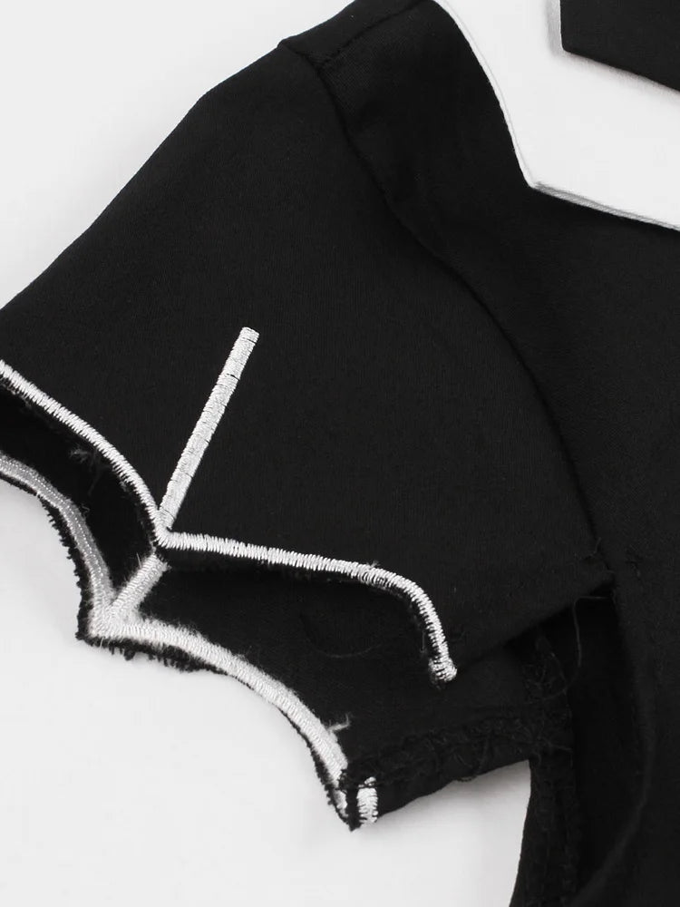 Bat Embroidery Halloween Costumes Party Vintage Dresses for Women Cap Sleeve Keyhole Front Cotton Retro A Line Dress