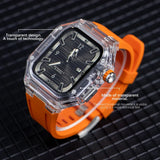 Transparent Modification Kit For Apple Watch 49mm Ultra Luxury Glacier Case Rubber Band IWatch Series 8 7 6 SE 45mm 44mm Mod KIT