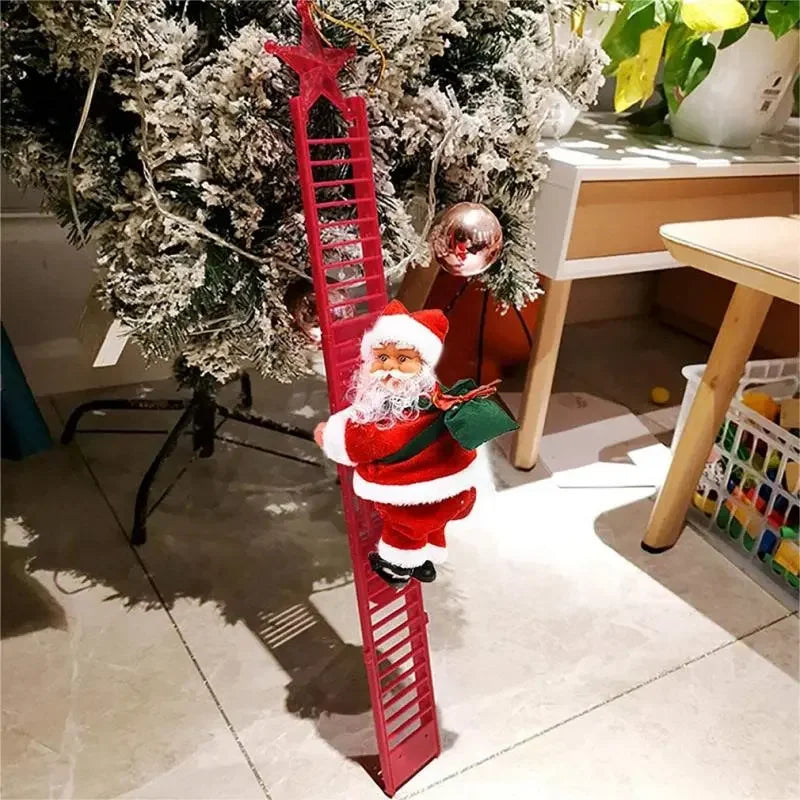Electric Climbing Ladder Music Santa Claus Christmas Ornament Decoration Home Hanging Decor New Year Gift