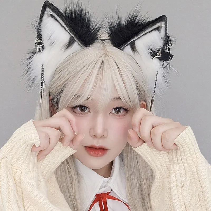 Easter Headband Wolf Ears Shape Hair Hoop Party Headpiece Cosplay Costume Props
