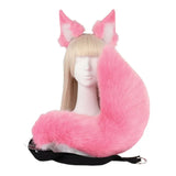 Fox Ears and Tail Set Furry Cat Ears Headband with Tail Kitten Anime Fox Ears Halloween Cosplay Party Fox Costumes