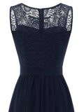 Evening Gowns for Women Elegant Party Lace and Chiffon Pleated Maxi Dress O-Neck Sleeveless Vintage Dresses