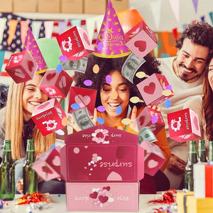 Surprise Gift Box with Confetti Cash Explosion Bounce Prank GiftBox for Money Photo Christmas Anniversary Valentine Birthday Box