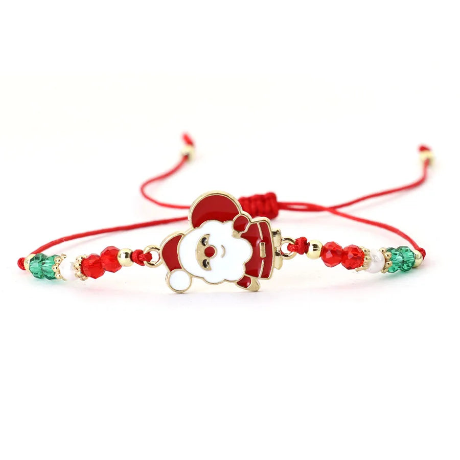 New 12Pcs/Set Christmas Bracelet Unisex Handmade Weaven String Adjustable Santa Claus Symbol Bracelet