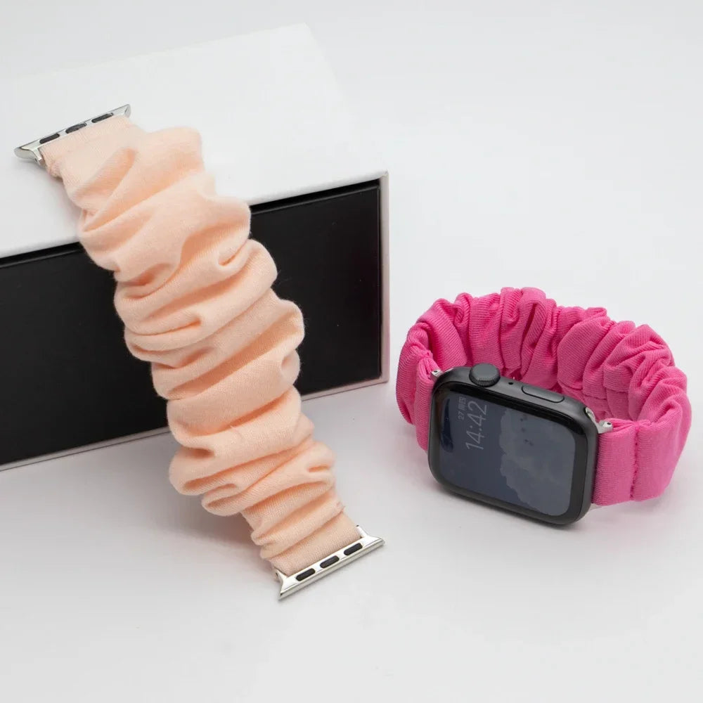 SOFT Cotton Elastic Scrunchies Band For Apple Watch Ultra 8 7 6 SE 5 4 Elasitc Replacement Strap IWatch Serise 42mm 44mm 45mm 49mm