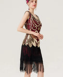 1920s Vintage Gorgeous Sequin Flapper Dress V-Neck Sleeveless Women Cocktail Party Fringe Hem Short Dresses