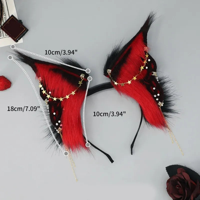 Electric Bunny Headband with Dangle Jewelry Decors Adult Punk Cosplay Headband