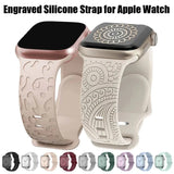 Engraved Strap for Apple Watch Band Ultra 49mm 44mm 45mm 42mm 41mm 42mm 38mm Leopard silicone bracelet for Iwatch Serise 8 7 6 5