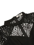 Hollow Out Front Elegant Evening Festival Black Dresses for Women Lace Long Sleeve Ladies Vintage Sexy Swing Dress