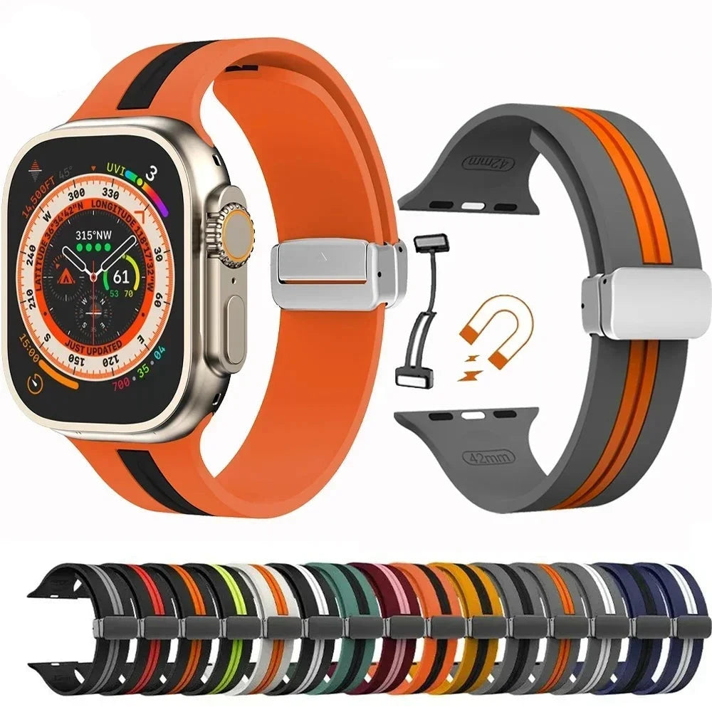 Magnetic Strap For Apple watch ultra2 band 49mm 44mm 45mm 40mm 41mm 42mm 38mm 45 mm Silicone Bracelet iWatch Series 7 8 se 6 5 3