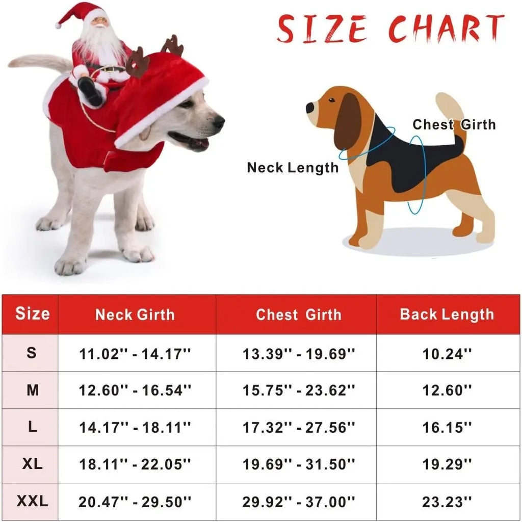 New Santa Dog Costume Christmas Pet Clothes Winter Hoodie Coat Chihuahua Poodle