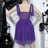 Gothic Y2K Dark Mesh Corset Mini Dress Elf Girl Backless Slim Sexy E-Girl Darkness Street Grunge Tank Dress