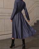 2024 High Split Vintage Women Party Dress Solid Elegant Single Breasted Button Shirt Casual Spring Office Runway A Line Dresses