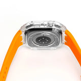 Modification Kit For Apple Watch 45mm 44mm Transparent Case & Silicone Band For iWatch Series 8 7 6 5 4 SE Rubber Sport Strap