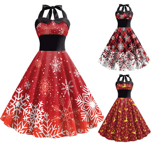 Dress for Women Sexy Slip Dresses Fashion Christmas Snowflakes Print Holiday Outfit Sleeveless Cosplay Costume Girls Clothes