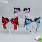 Cartoon Foxes Ear Shape Hair Hoop with Forehead Chain Decors Hair Holder Cosplay Party Headwear for Teenagers Adult