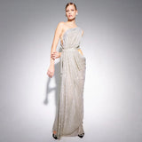 Long Silver Celebrity Women Slash Neck Party Maxi Dress Sexy Sequin Evening Dress