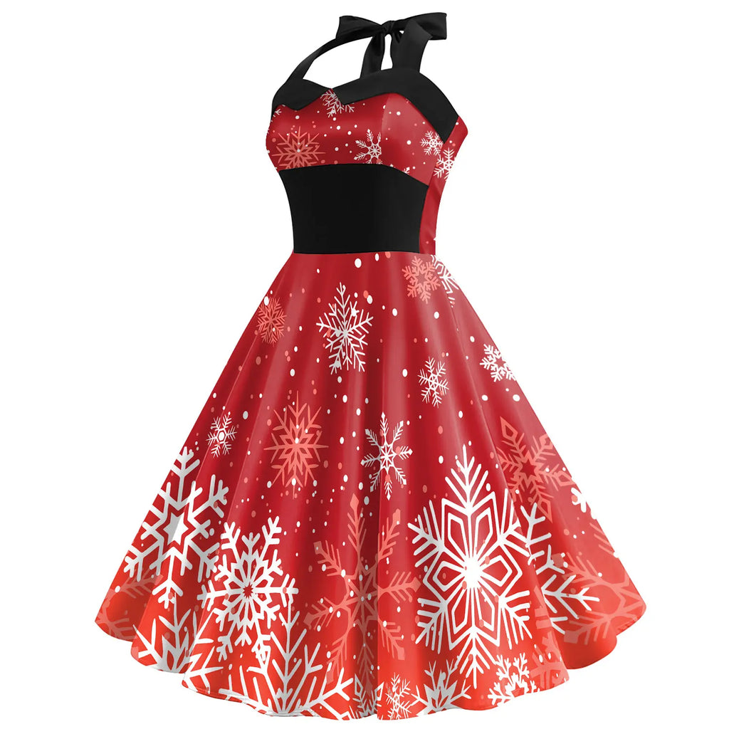 Dress for Women Sexy Slip Dresses Fashion Christmas Snowflakes Print Holiday Outfit Sleeveless Cosplay Costume Girls Clothes