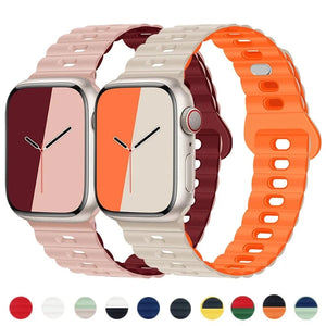 No Gaps Strap for Apple Watch Band Ultra 49mm 45mm 44mm 42mm 41mm 40mm 38mm Fashion Soft Silicone Bracelet IWatch 8 7 6 SE 5 4 3
