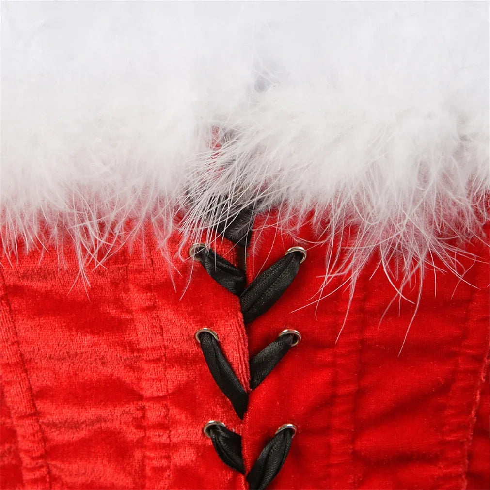 Sexy Christmas Corset Santa Corsets Red Corselet Overbust Costume Cosplay Party Costumes Womens Rave Bustiers Plus Size Sexy