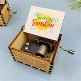 New You Are My Sunshine Music Box Color Printing Wooden Hand Crank Musical Box Birthday Present Valentine's Day Christmas Gift