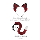 Fox Cat Ears Headband and Faux Fur Tail for Halloween Cosplay Party Costume Accessories Cat Ears Tail Set for Adults