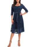 2024 Half Sleeve Summer Lace Party Short Ladies Dress Elegant Office Retro Vintage Flare Tea Cocktail Swing Flare Dresses
