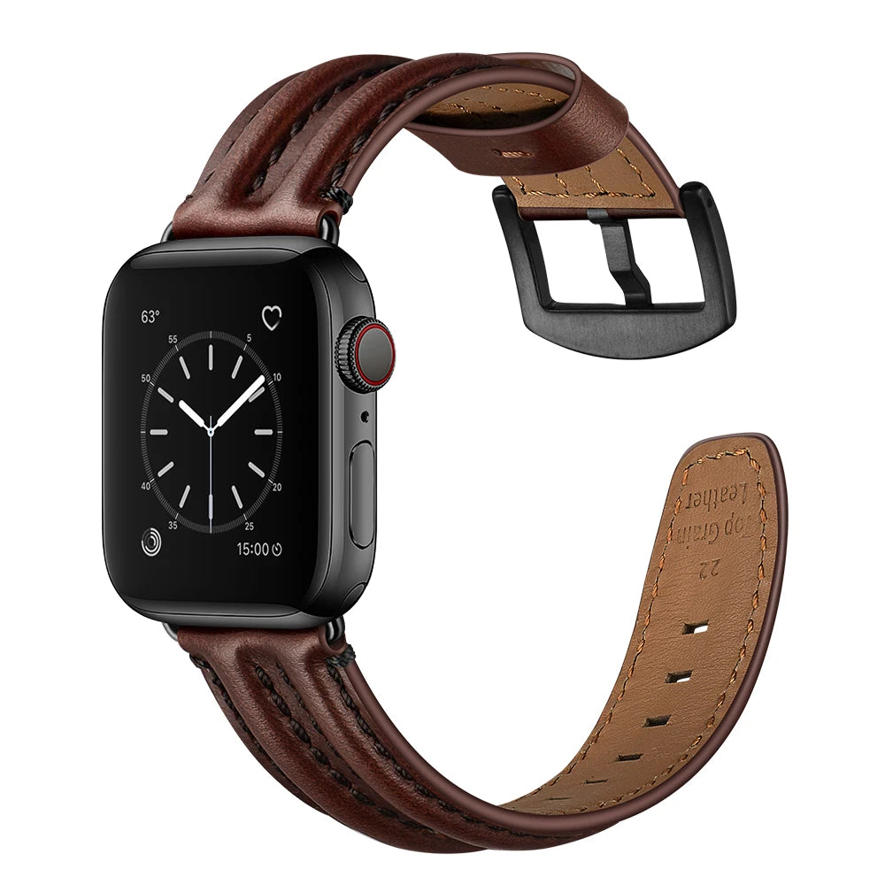 Cowhide Leather Strap For Apple watch band 45mm 41mm 44mm 40mm Ultra 2 49mm Wrist Bracelet iWatch Series 9 8 7 se 6 5 4 42mm