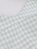 Halter V-Neck Green and White Plaid Textured Dresses Prom Women Cocktail Night Party Vintage Retro Backless Sexy Dress