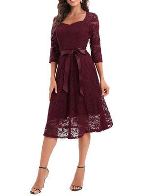 2024 Half Sleeve Summer Lace Party Short Ladies Dress Elegant Office Retro Vintage Flare Tea Cocktail Swing Flare Dresses