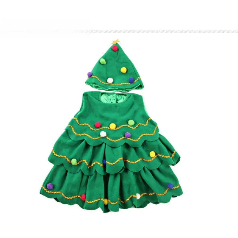 New Children's Christmas Tree Performance Dance Costume Christmas Gift Tree Hat Performance Costume