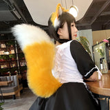 Fox Ears and Tail Set Furry Cat Ears Headband with Tail Kitten Anime Fox Ears Halloween Cosplay Party Fox Costumes