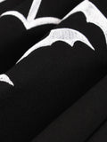 Bat Embroidery Halloween Costumes Party Vintage Dresses for Women Cap Sleeve Keyhole Front Cotton Retro A Line Dress