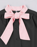 2024 Elegant Casual Vintage Swing Women's Dress with Bow Neck Office A Line Single Breasted Button Runway 50s 60s Party Dresses