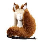 Fox Ears and Tail Set Furry Cat Ears Headband with Tail Kitten Anime Fox Ears Halloween Cosplay Party Fox Costumes