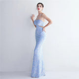 Pink Sequin Backless Dress Sexy Bar Long Party Evening Dresses Luxury Velvet Stretch Off Shoulder Cocktail Prom Dress