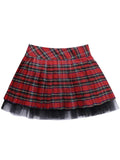 Sexy Plaid Print Pleated Mini Micro Preppy Style Y2K Harajuku Grunge Mesh Skater Patchwork Kawaii JK Girls Skirts