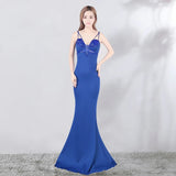 Women Sexy Strap Beading See Through Green Evening Dress Party Maxi Dress Long Prom Dress