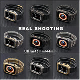 Metal Accessories Mod Kit For Apple Watch Band 45mm 44mm Stainless Steel Strap+Case For IWatch Series 7 6 5 4 SE Rubber Bracelet