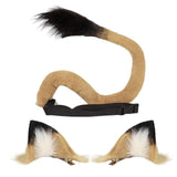 Plush Lion Ear and Tail for Kids Adults Bendable Tail Animal Ears Hair Clip Cosplay for Festival Fancy Dress Costume Accessory