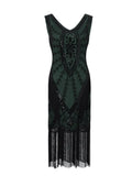 Sequin and Beaded 1920s Style Party Flapper Dresses for Women Elegant Cocktail Clothes Midi Fringe Vintage Dress