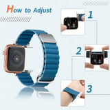 Magnetic Leather Band For Apple Watch 44mm 45mm 49mm 40mm 41mm 42mm 38mm Metal Stainless Steel Strap For iwatch 8 7 SE 6 5 4 3 2