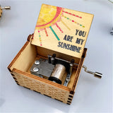 New You Are My Sunshine Music Box Color Printing Wooden Hand Crank Musical Box Birthday Present Valentine's Day Christmas Gift