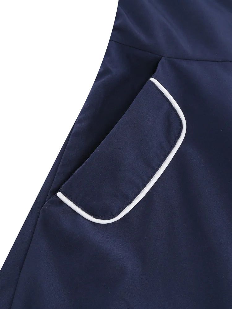 Halter Neck Striped High Waist Vintage Women Evening Party Dresses Slant Pocket Backless Summer Swing Dress