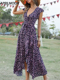 2024 Short Sleeve Summer Bohemian Swing Holiday Women's Dress High Split High Low Elegant Bandage Office Midi Long Party Dresses