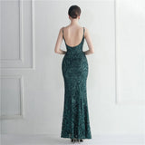 Backless Sexy Slit Long Sequin Evening Dress Luxury Stretch Sleeveless Cocktail Party Prom Dress