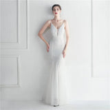 Women Gold Sequin Strap Beading Party Maxi Dress Sexy V Neck Evening Dress Long Prom Dress