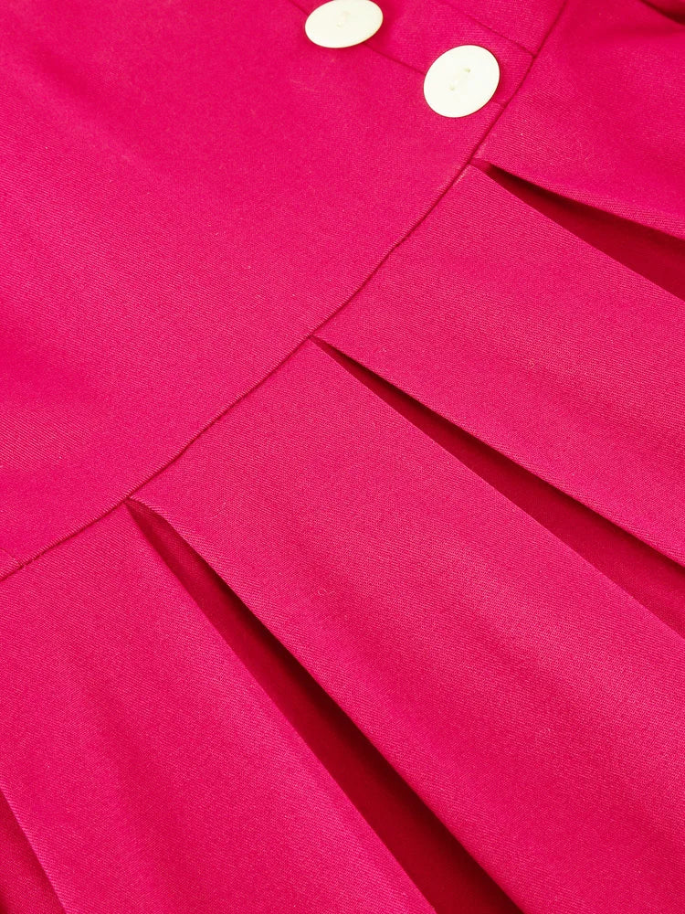 Sweetheart Neck Button Front 50s Pinup Robe Women Vintage Pleated Dress Backless Elegant Evening Party Cotton Dresses